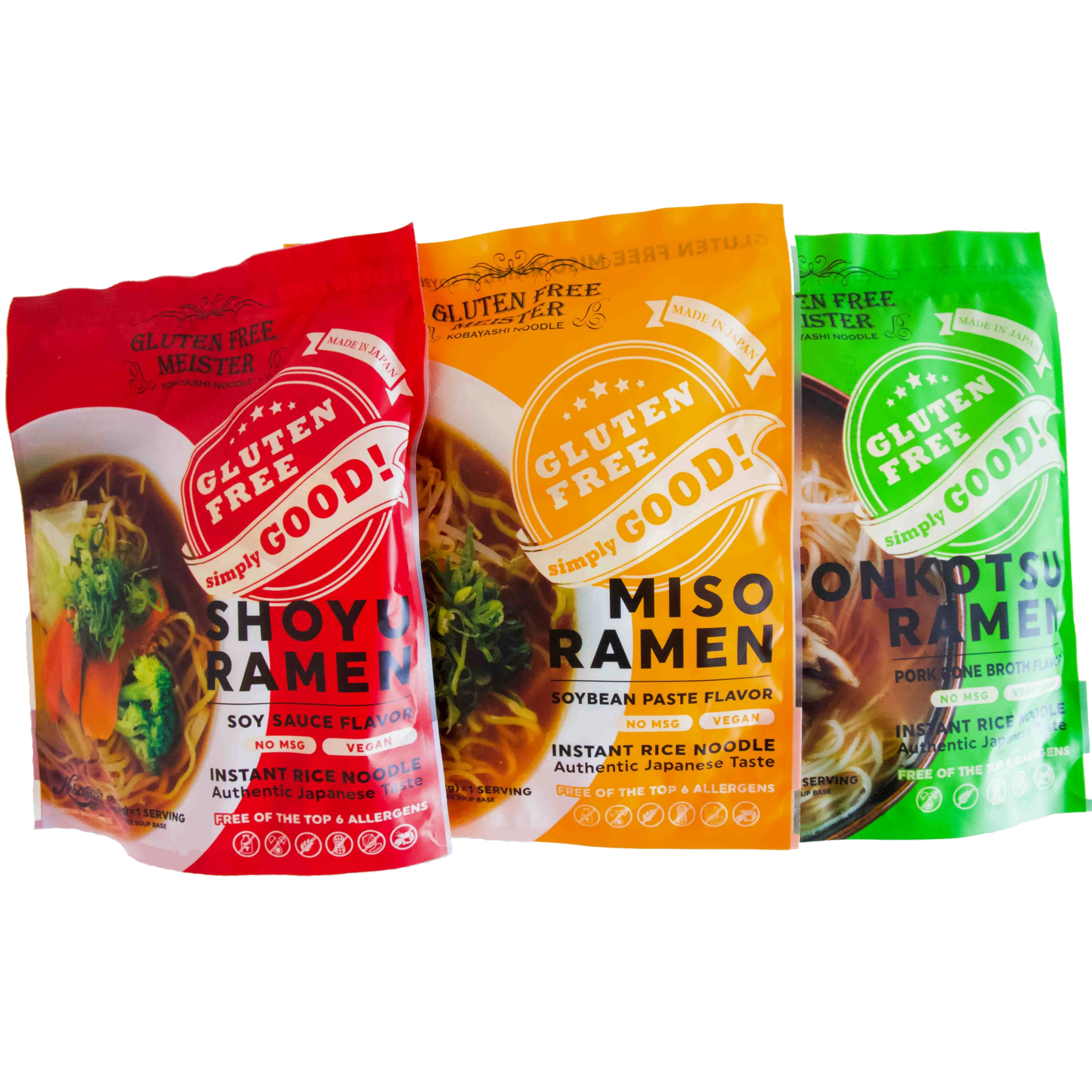 Instant Ramen - TONKOTSU, SHOYU, MISO Variety – Gluten Free Meister