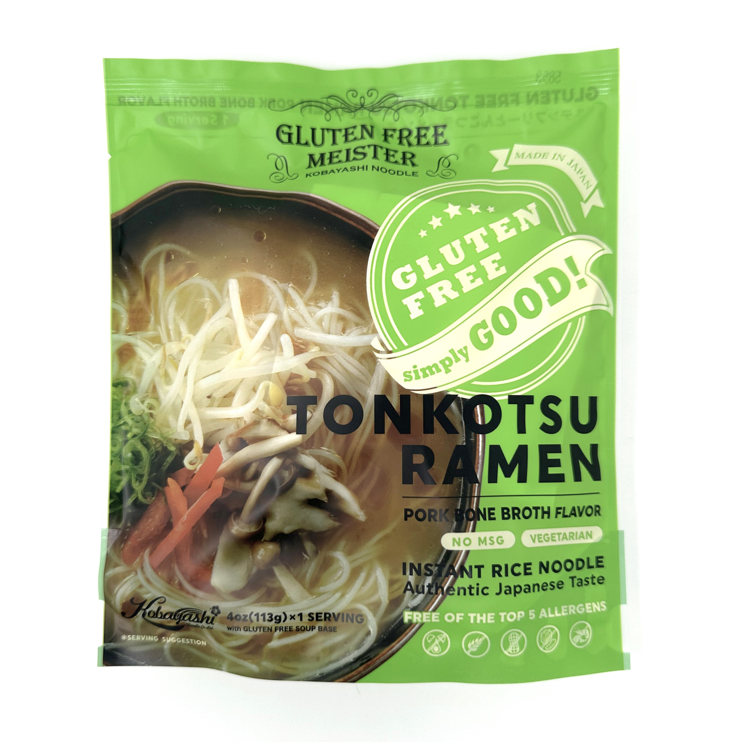 Instant Ramen-TONKOTSU (6pk/Vegetarian/Gluten Free)