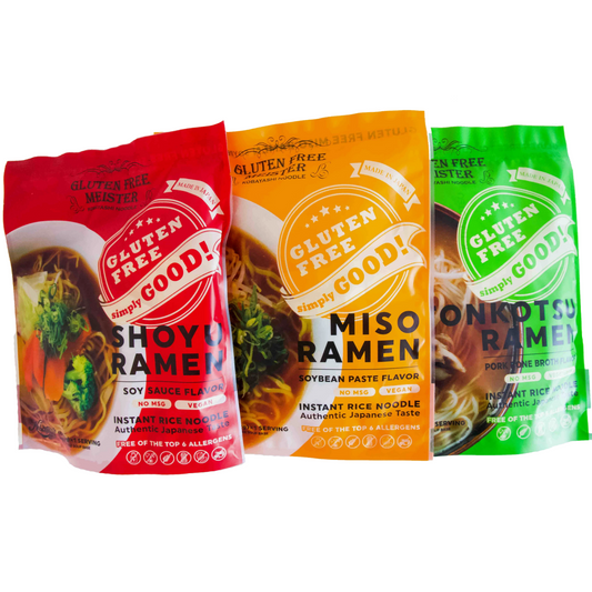 Instant Ramen-TONKOTSU, SHOYU, MISO Variety (6pk/Vegetarian/Gluten Free)